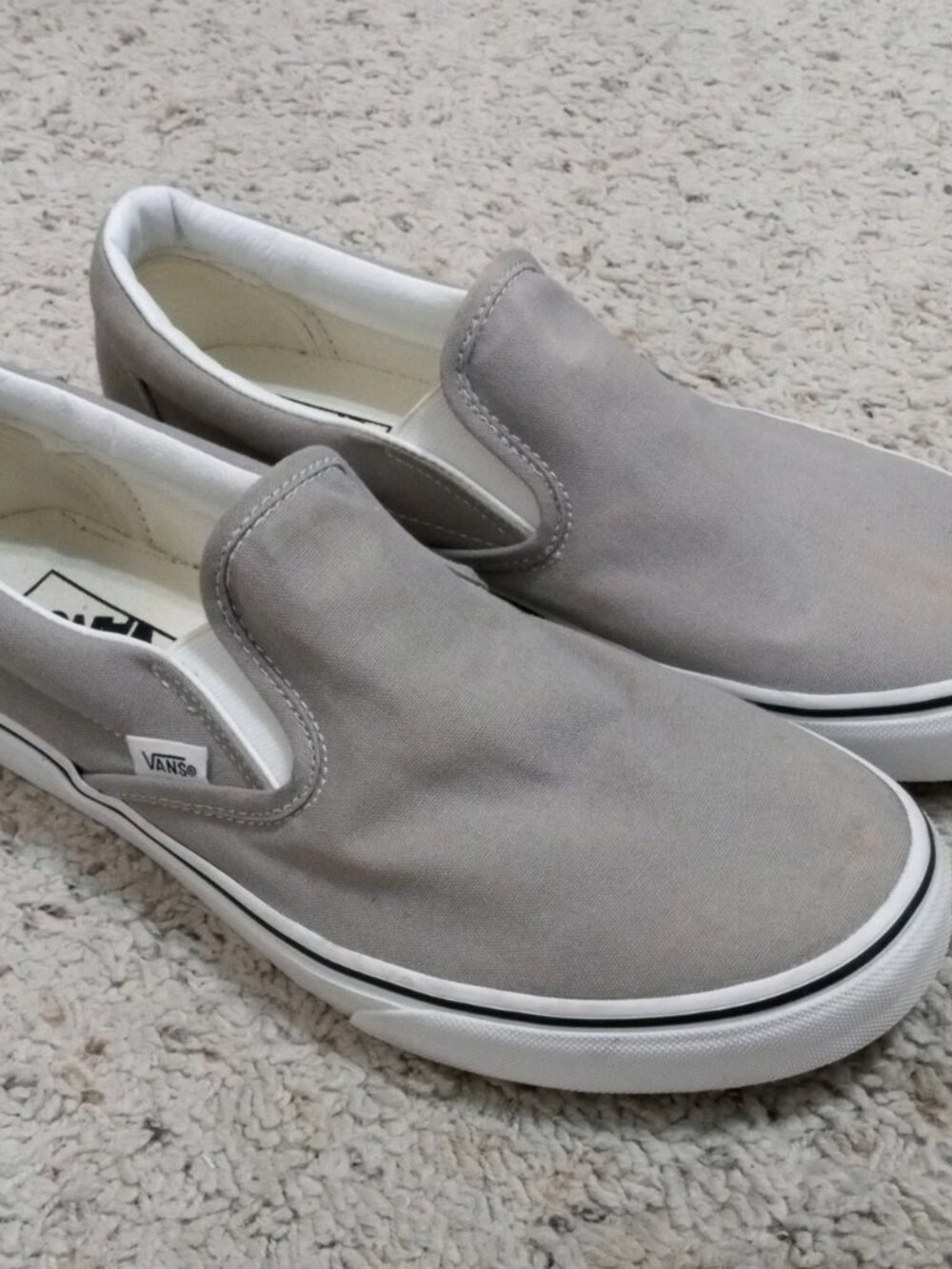 Vans Classic Gray Slip On Canvas Sneakers Men's Size 10.5 Women’s Size 12